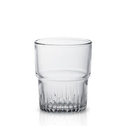 Empilable Stackable Glass Tumblers by Duralex - Clear glass tumbler with fluted base, designed for easy stacking, ideal for serving various drinks.