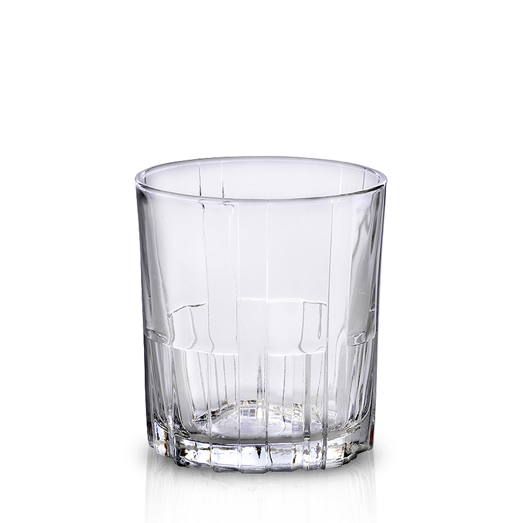 Duralex Jazz Glass Tumbler featuring a vintage style with vertical ribs, suitable for serving spirits.