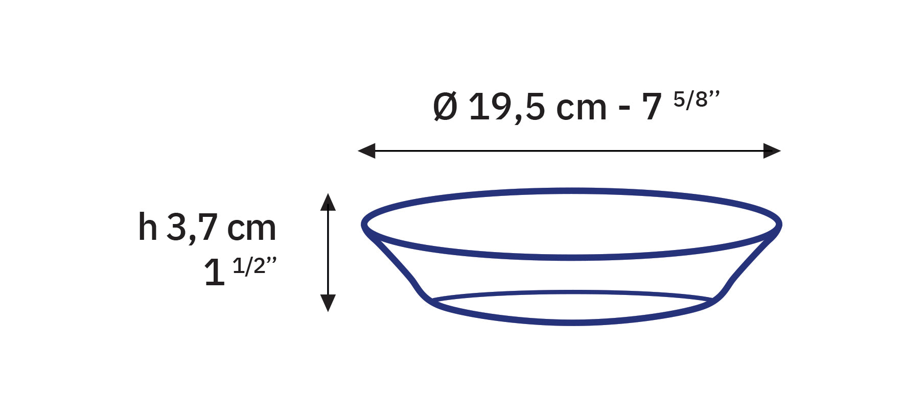 Measurement illustration of the Lys Green Glass Soup Bowl 7.625" by Duralex USA, displaying dimensions and design details for clarity.