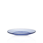 Lys Marine Blue Glass Dessert Plate 7.5" from Duralex USA, showcasing a round, elegant design with a smooth surface against a white background.