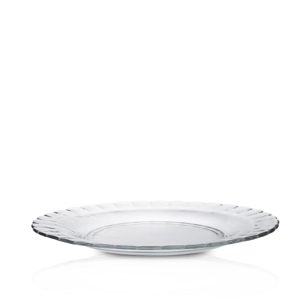 Plain 9-inch glass dinner plate from Duralex, part of the Lys® Glass Dinnerware Dinner Plate set of 6, featuring elegant design and durable material.