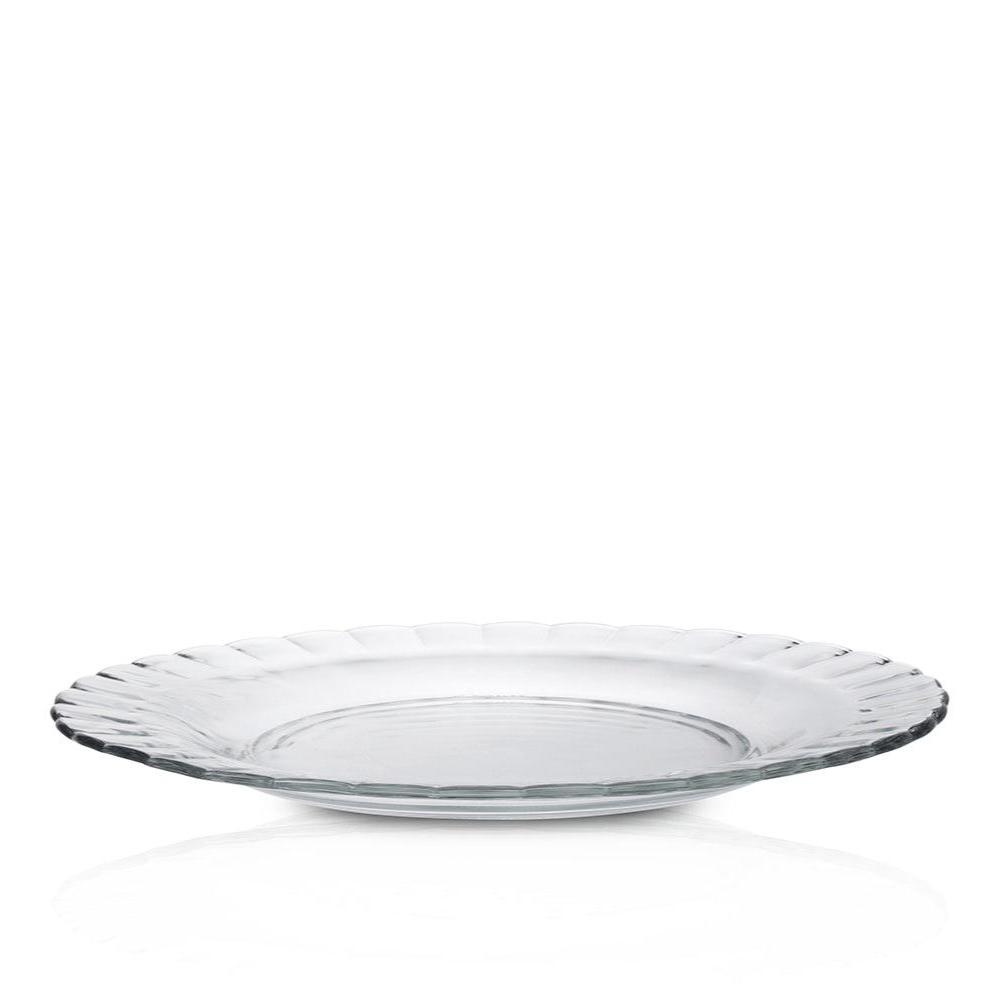 Le Picardie® Glass Dinnerware Dinner Plate 10.25" by Duralex - Clear glass dinner plate with elegant fluted edge design.