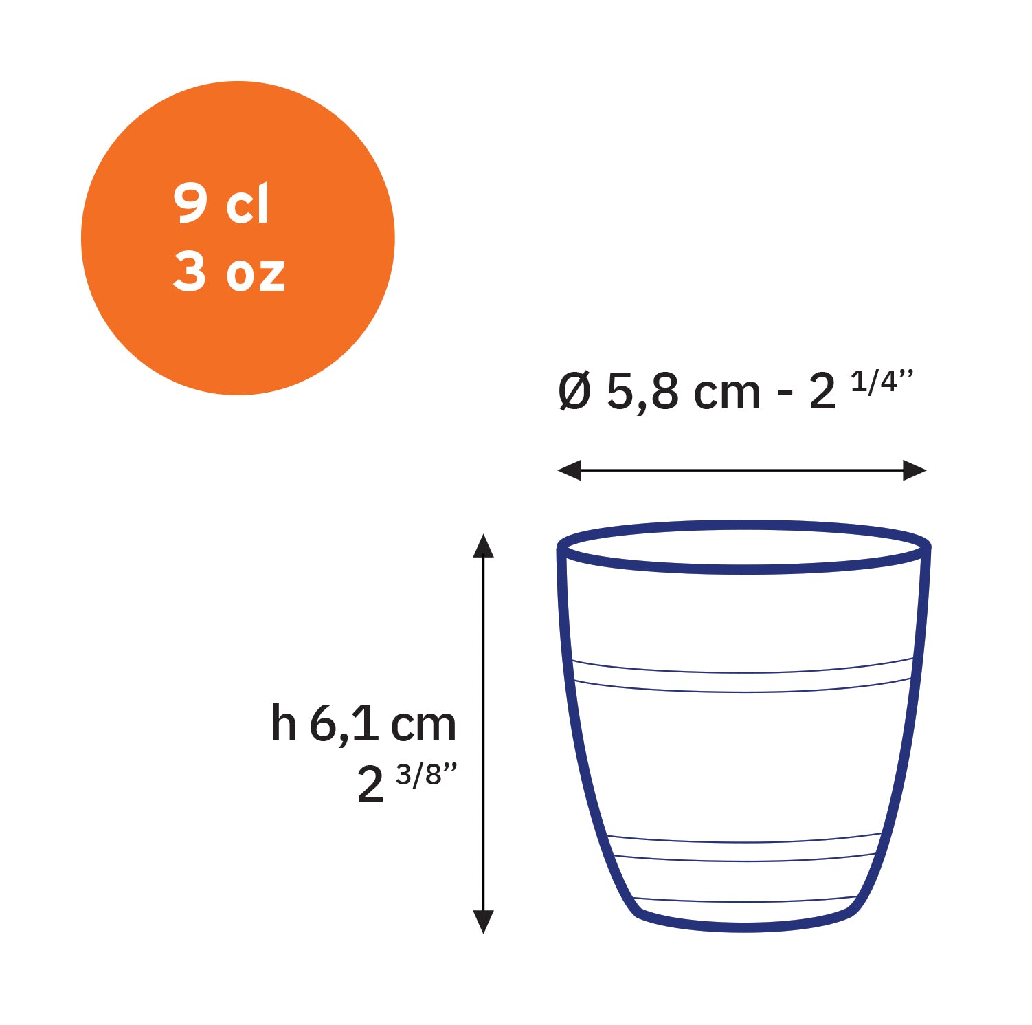 Le Gigogne® Black Glass Tumbler 3oz - Set of 6
