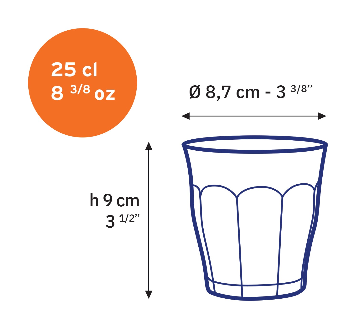 Le Picardie Black Glass Tumbler 8.375oz