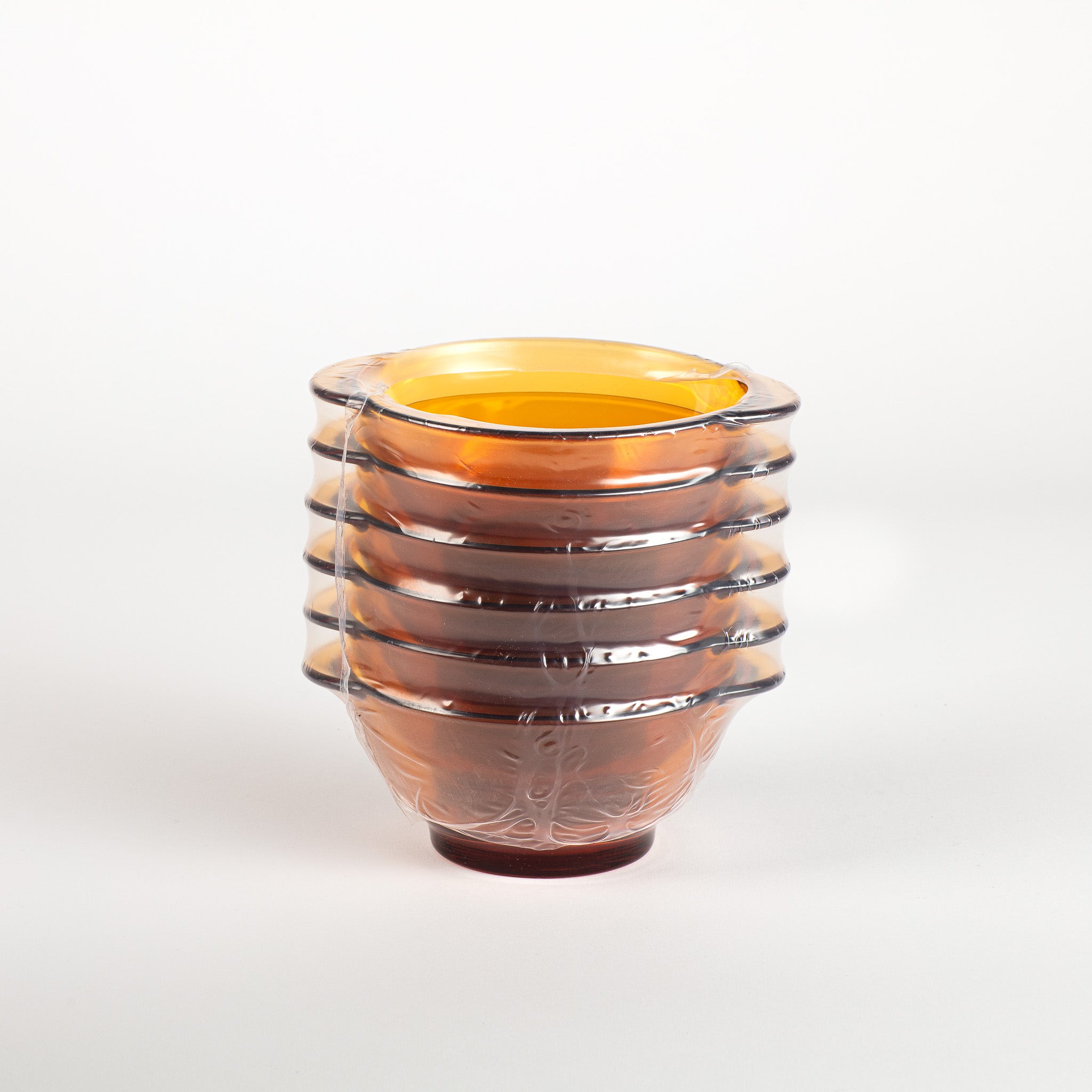 Lys Amber Glass Bowl with Handles - Set of 6