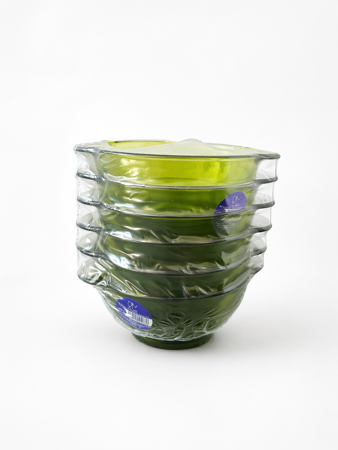 Lys Green Glass Bowl with Handles - Set of 6