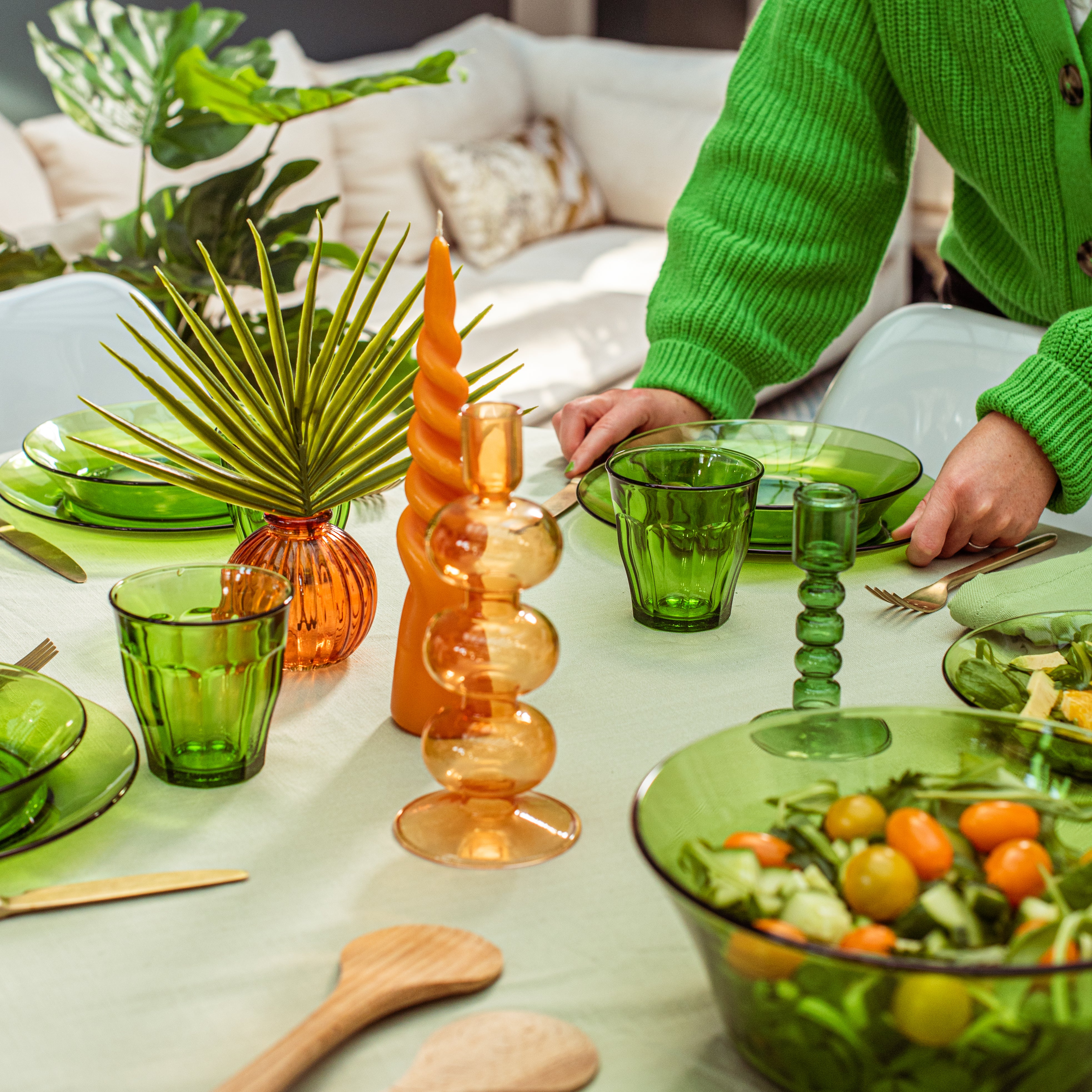 Le Gigogne® Green Stackable Glass Bowl, Set of 6