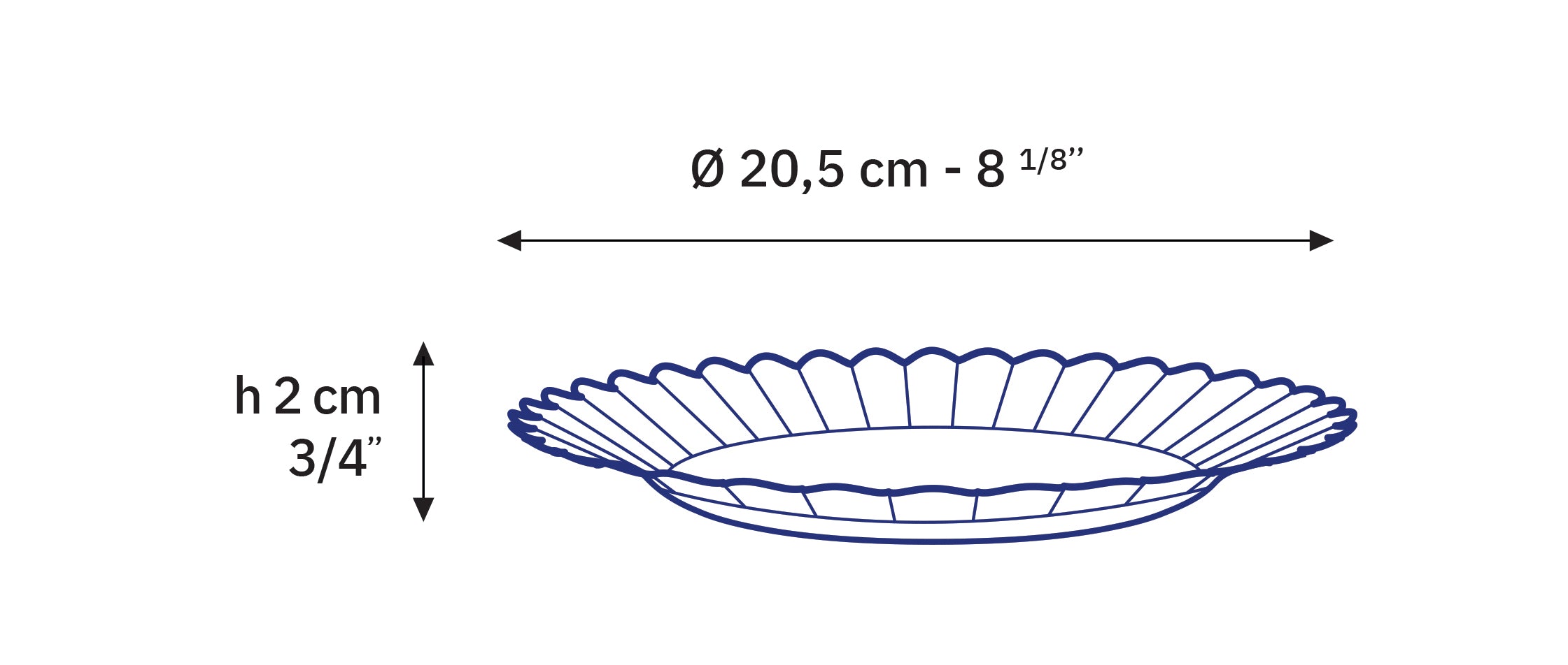 Le Picardie® Marine Blue Glass Dessert Plate 8.125", Set of 6