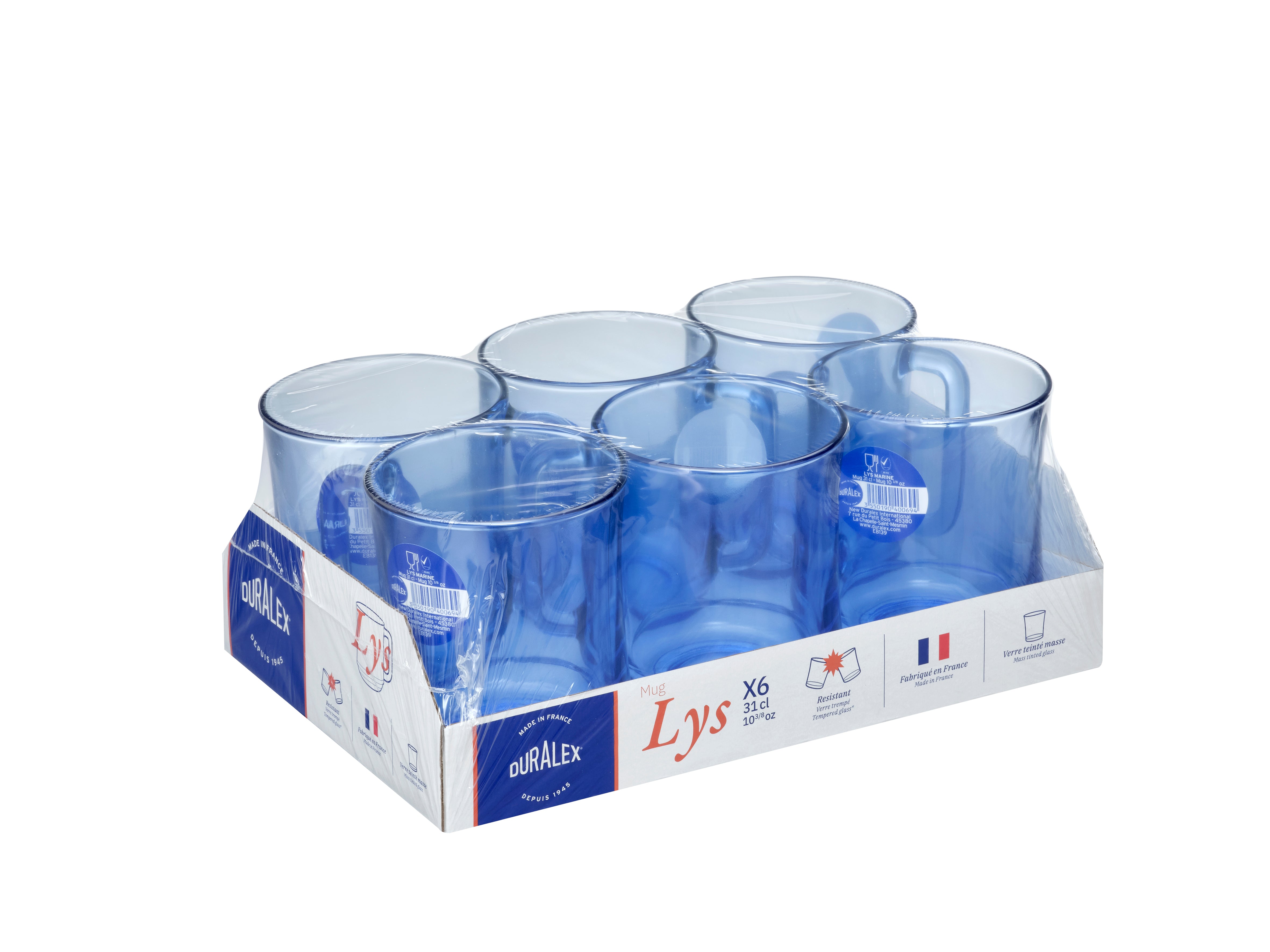 Lys Marine Stackable Glass Mug - 10.38 oz Set of 6