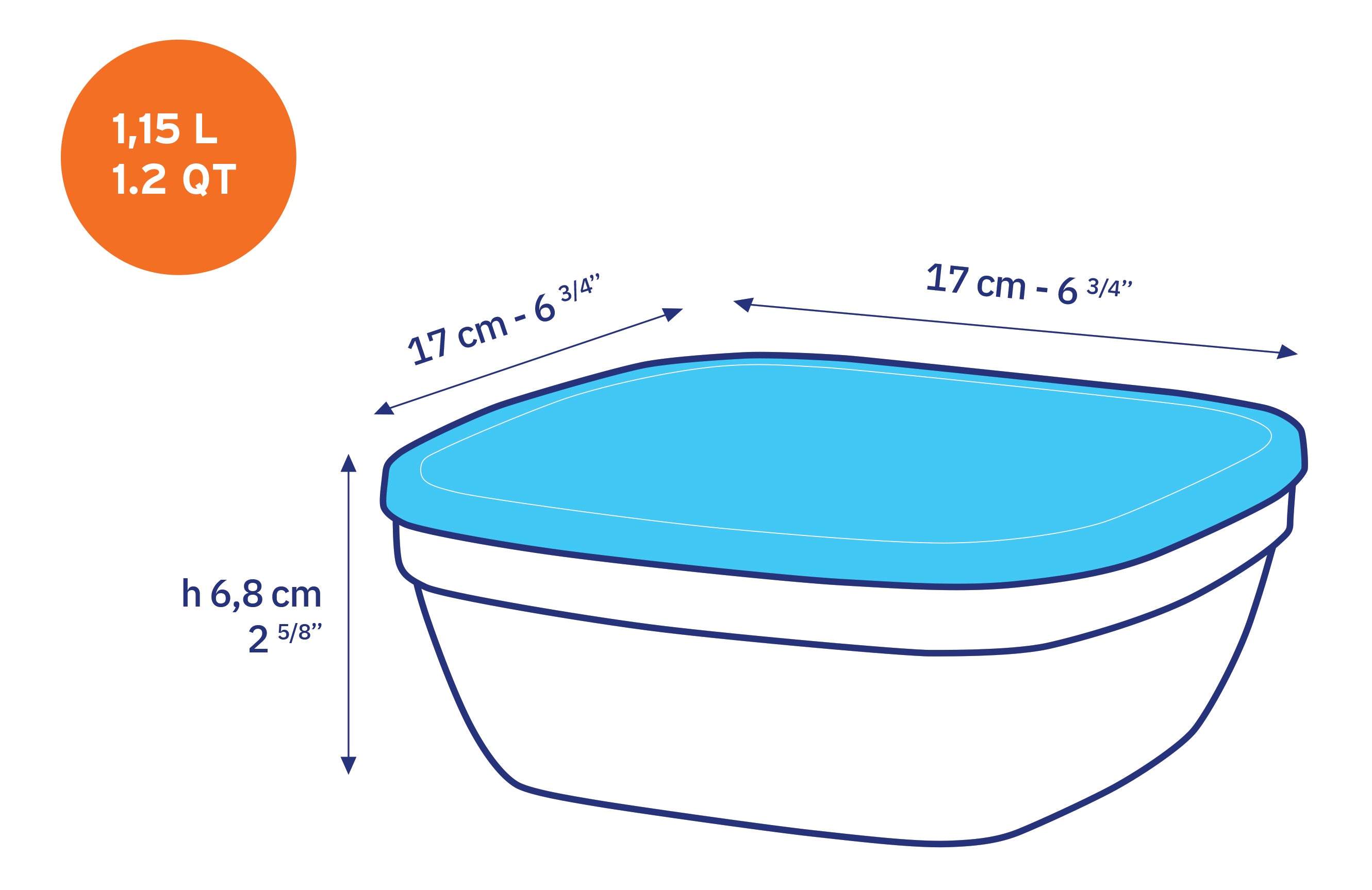 Freshbox Square Storage Set - 3 Pieces (.6, 1.2, 2.1 Quart) + Lids - Final Sale
