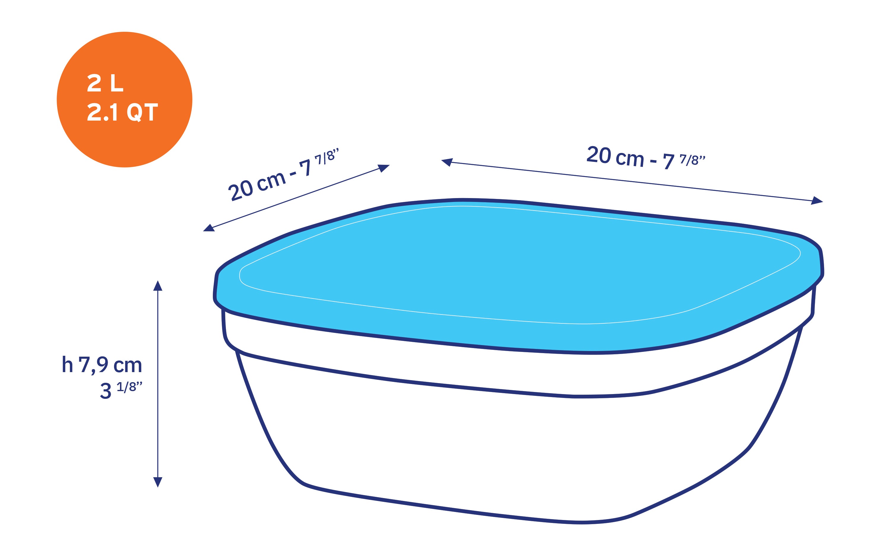 Freshbox Square Storage Set - 3 Pieces (.6, 1.2, 2.1 Quart) + Lids - Final Sale