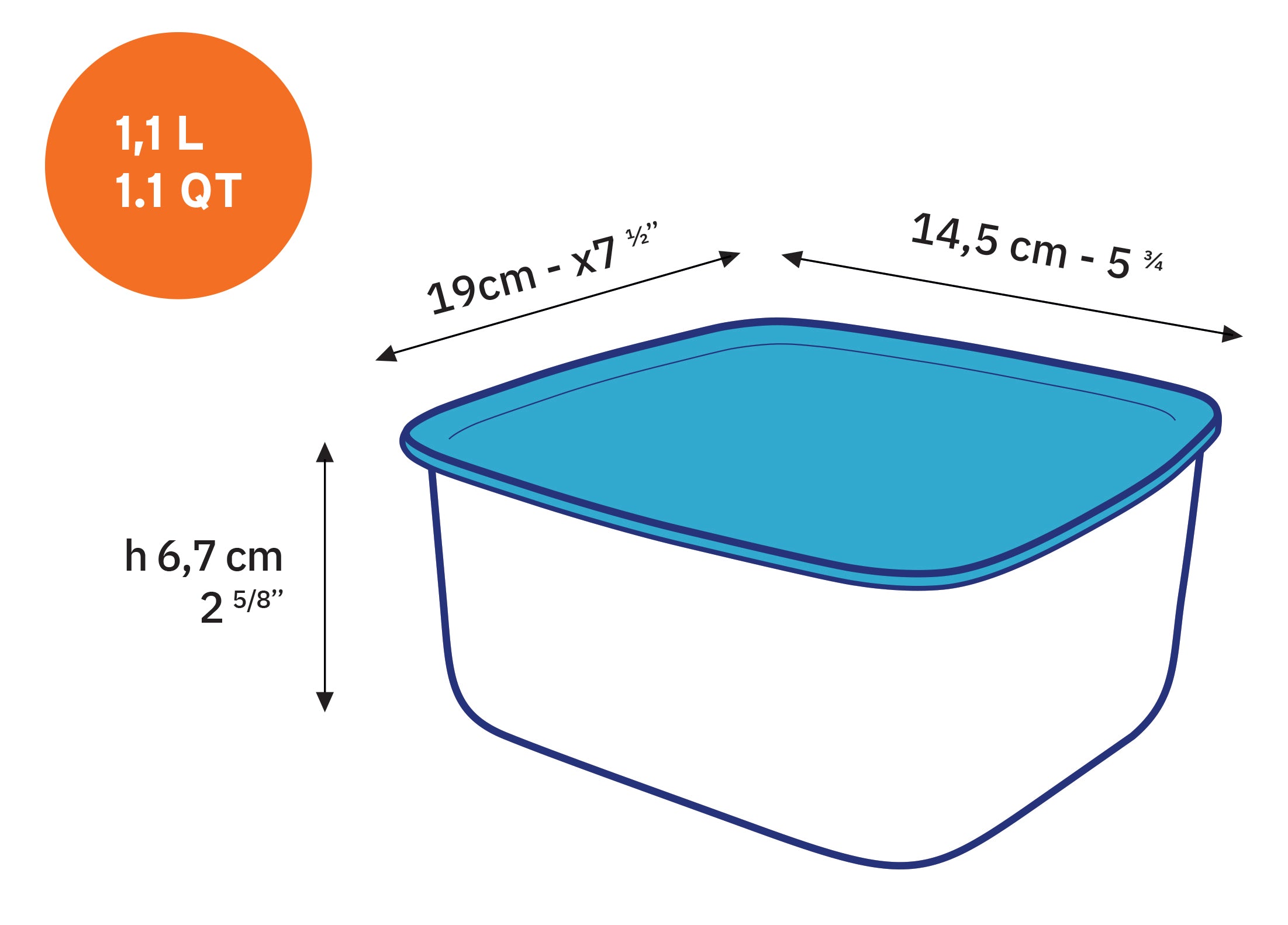 Freshbox Rectangular Storage Set - 3 Pieces ( .4, 1.1, 1.7 Quart) + Lids - Final Sale