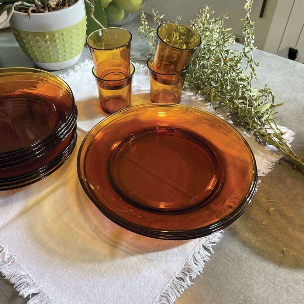 Lys Amber Glass Soup Plate - Set of 6 - Thumbnail 5