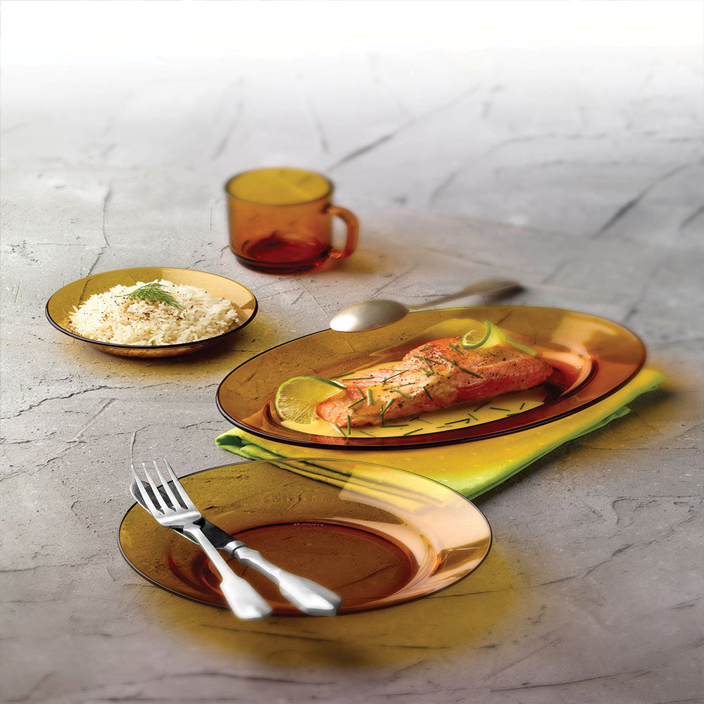 Lys Amber Glass Soup Plate, Set of 6