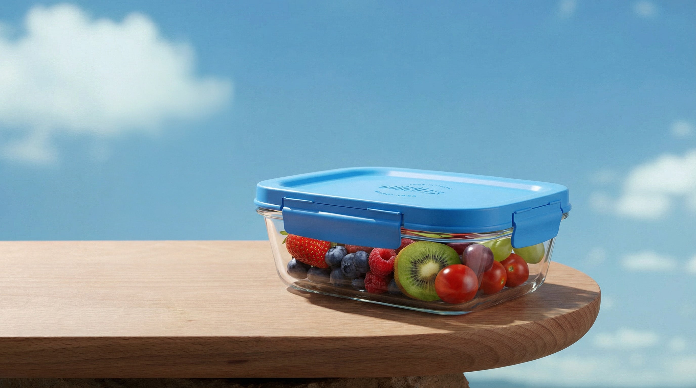 Freshbox Locking Lid Rectangle Glass Storage Sets - Blue Lid