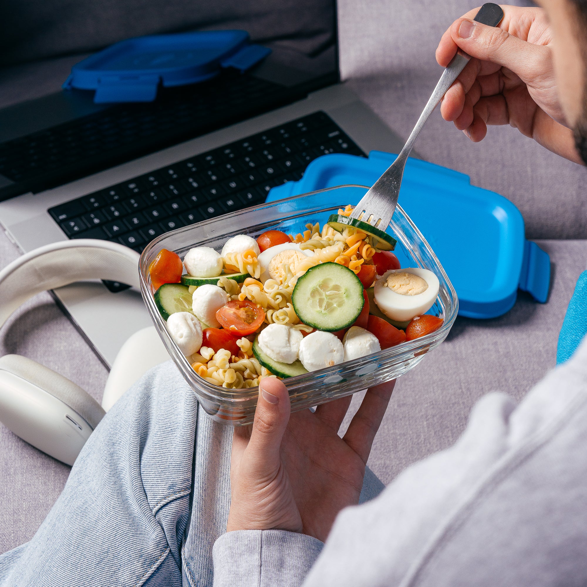 Freshbox Locking Lid Rectangle Glass Storage Sets - Blue Lid