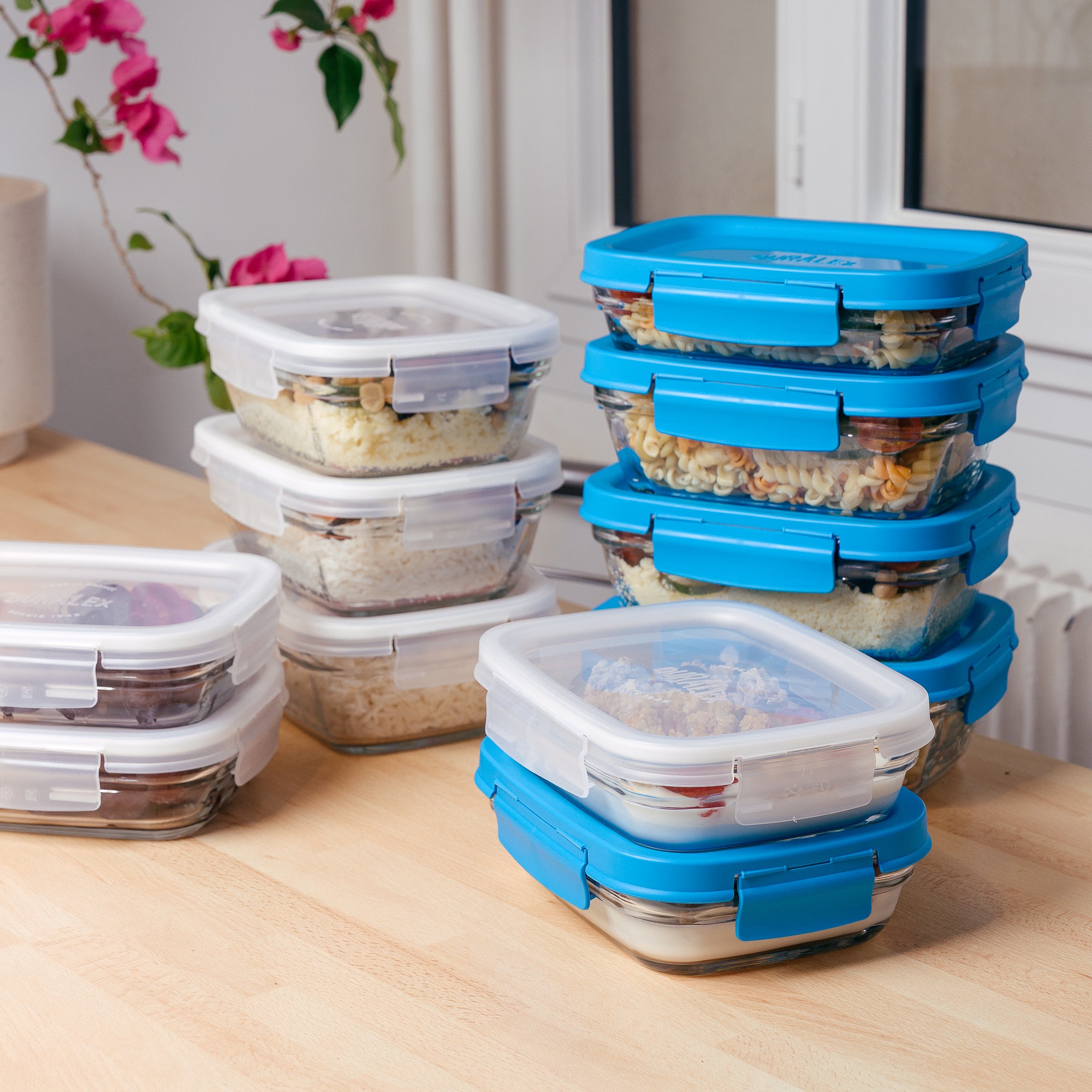 Freshbox Locking Lid Rectangle Glass Storage Sets - White Lid
