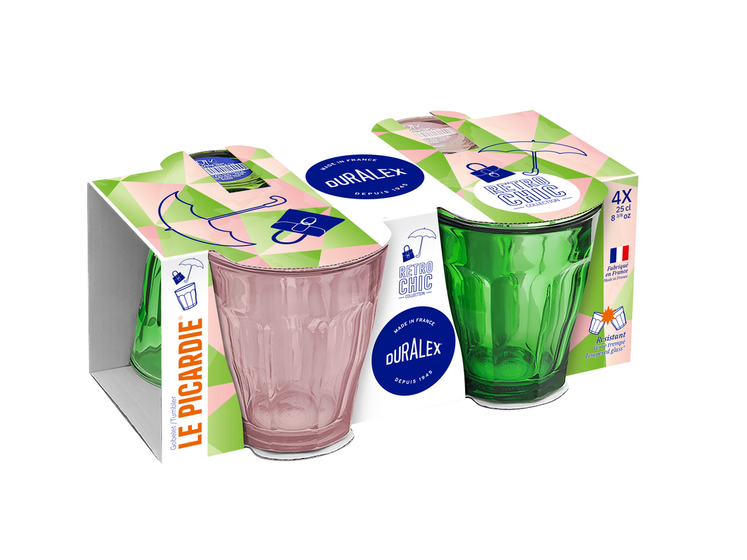 Duralex USA Le Picardie® Mix & Match Color Glass Tumbler Set 8.38oz, Set of 4 