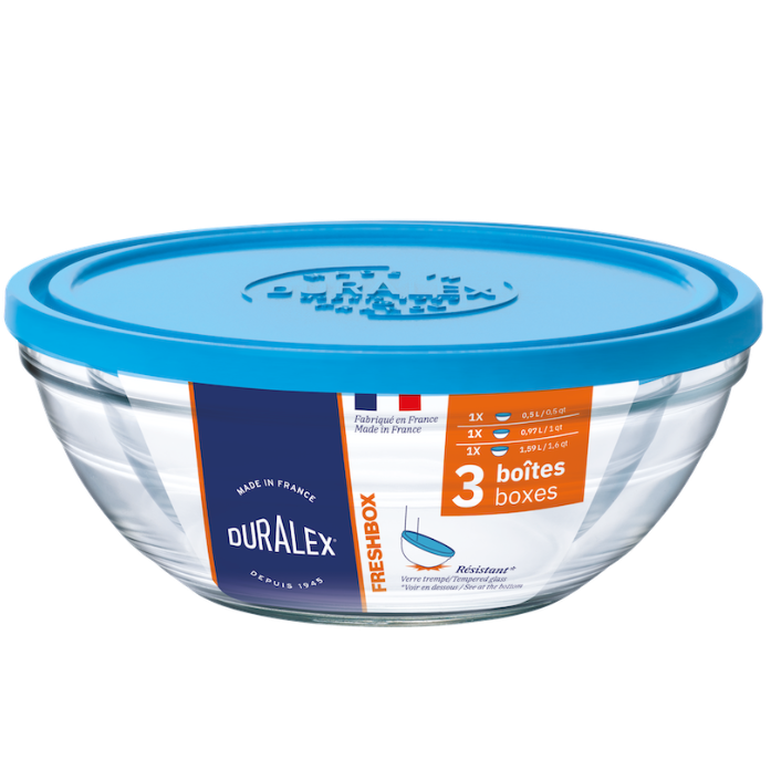 Freshbox Round Storage Set - 3 Pieces ( .5, 1, 1.6 Quart) + Lids - Final Sale