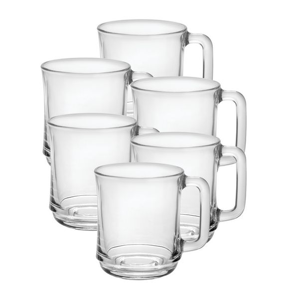 Lys Clear Stackable Glass Mug, Set of 6